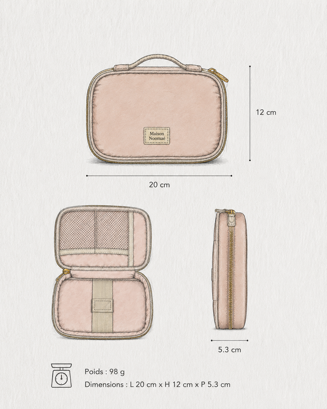 Organisateur électronique de voyage compact avec compartiments esquisse