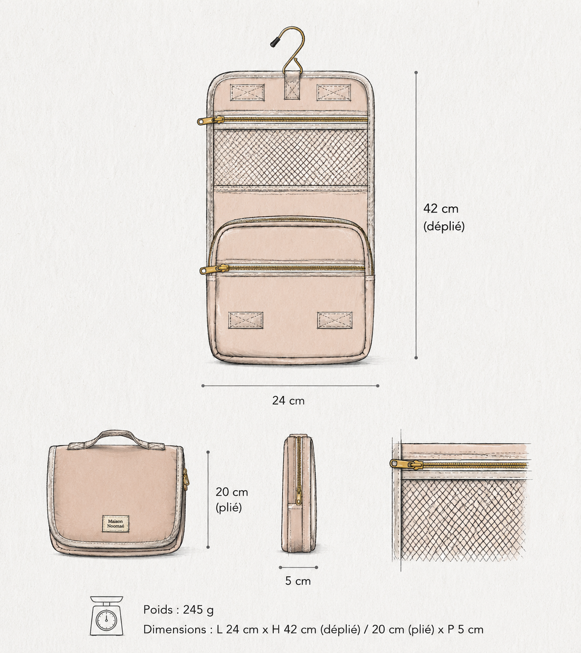 Trousse de toilette de voyage élégante Maison Noomaé